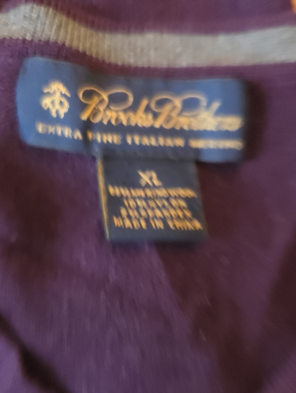 Brooks Brothers Men's XL Purple Extra Fine Italian Merino Wool V-Neck Sweater